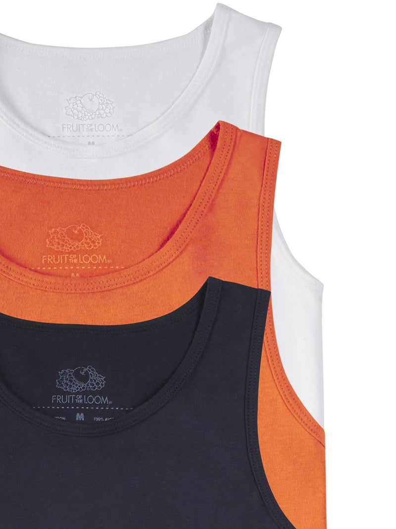 Fruit of the Loom boys Tag-free Cotton Tees (Assorted Color Multipacks) Shirt, Tank - 3 Pack White/Orange/Black, Medium US - Image 2